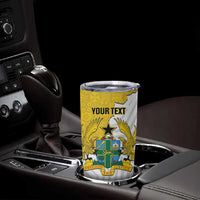 Custom Ghana Football Tumbler Cup 2026 Go Black Stars Yellow Adinkra Pattern - Wonder Print Shop