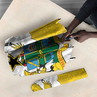 Custom Ghana Football Umbrella 2026 Go Black Stars Yellow Adinkra Pattern - Wonder Print Shop