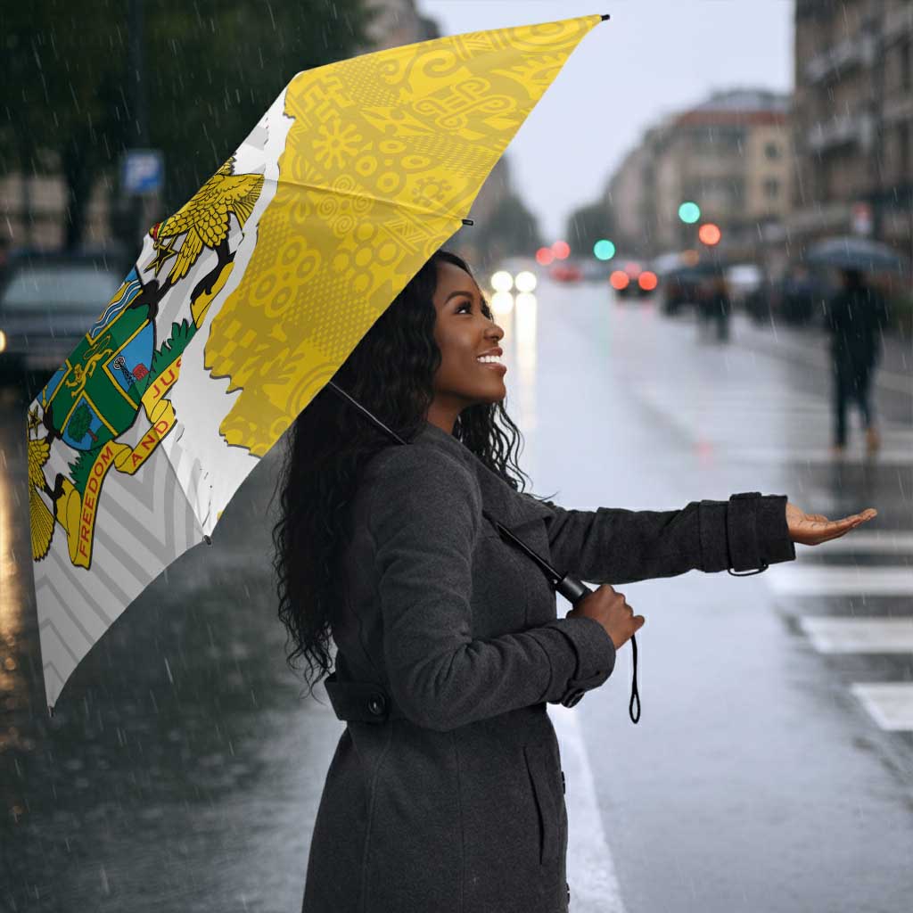 Custom Ghana Football Umbrella 2026 Go Black Stars Yellow Adinkra Pattern - Wonder Print Shop