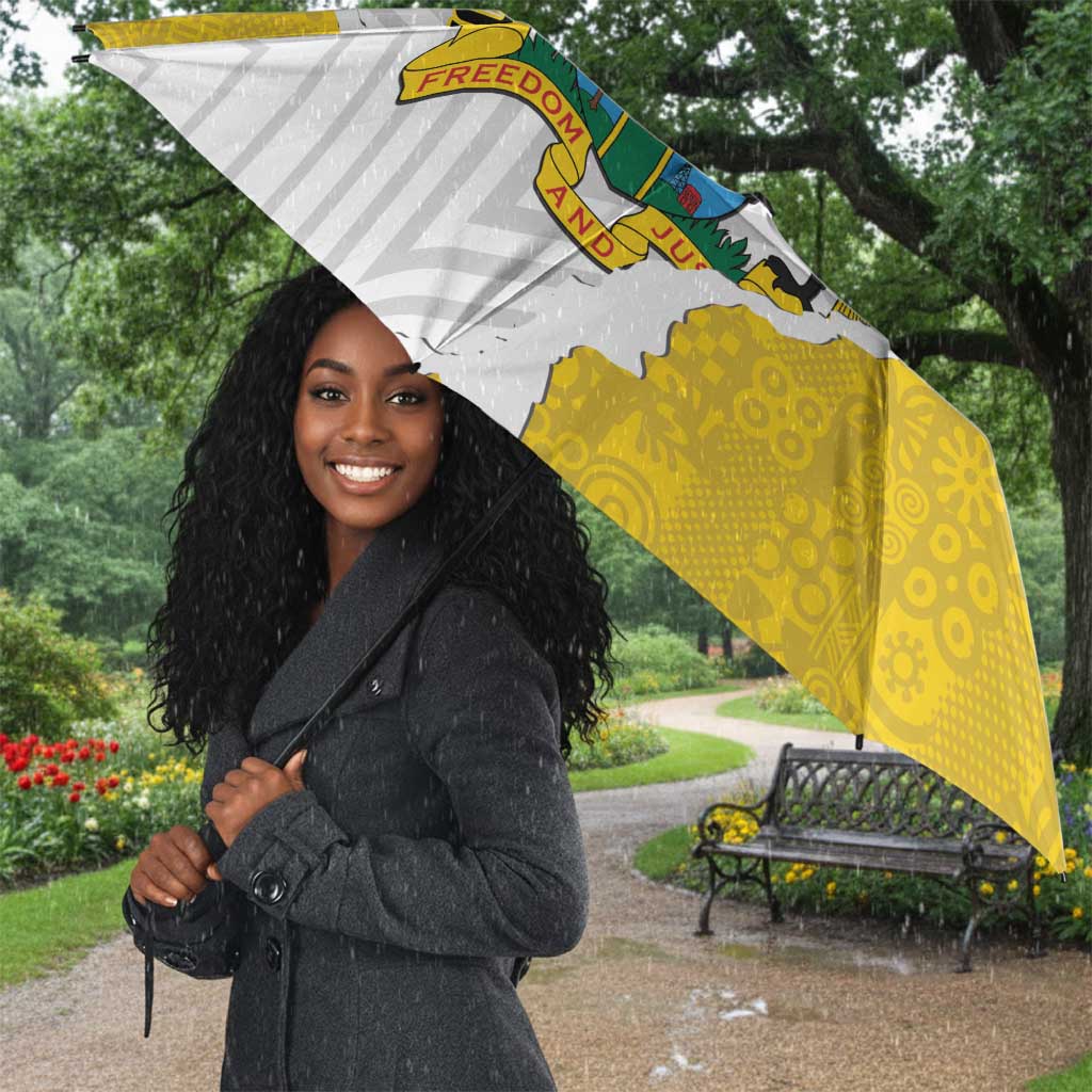 Custom Ghana Football Umbrella 2026 Go Black Stars Yellow Adinkra Pattern - Wonder Print Shop