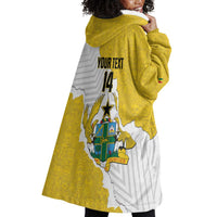 Custom Ghana Football Wearable Blanket Hoodie 2026 Go Black Stars Yellow Adinkra Pattern - Wonder Print Shop
