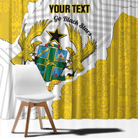 Custom Ghana Football Window Curtain 2026 Go Black Stars Yellow Adinkra Pattern - Wonder Print Shop