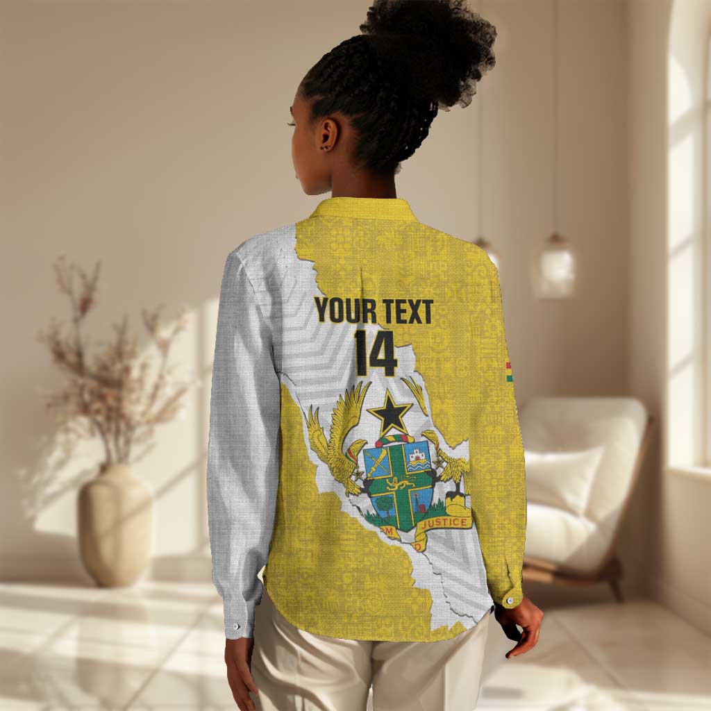 Custom Ghana Football Women Casual Shirt 2026 Go Black Stars Yellow Adinkra Pattern - Wonder Print Shop