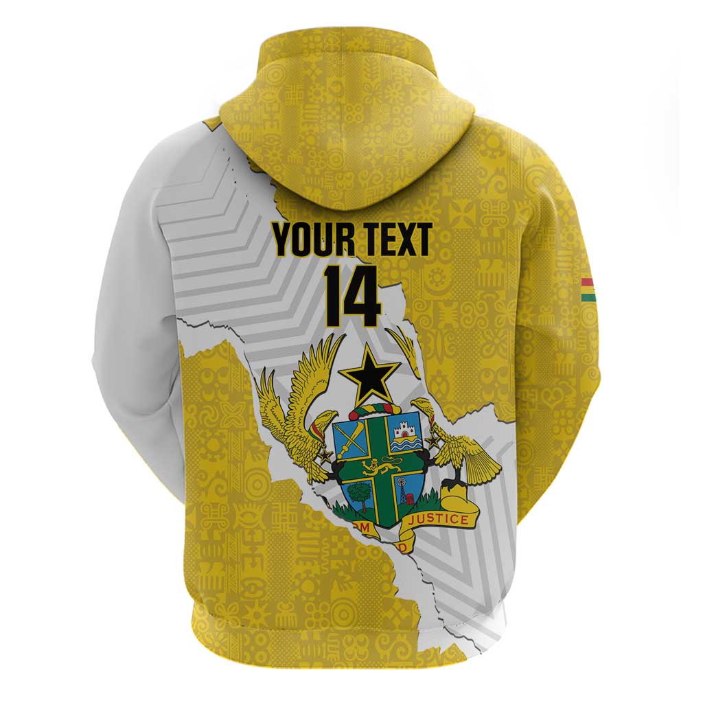Custom Ghana Football Zip Hoodie 2026 Go Black Stars Yellow Adinkra Pattern - Wonder Print Shop