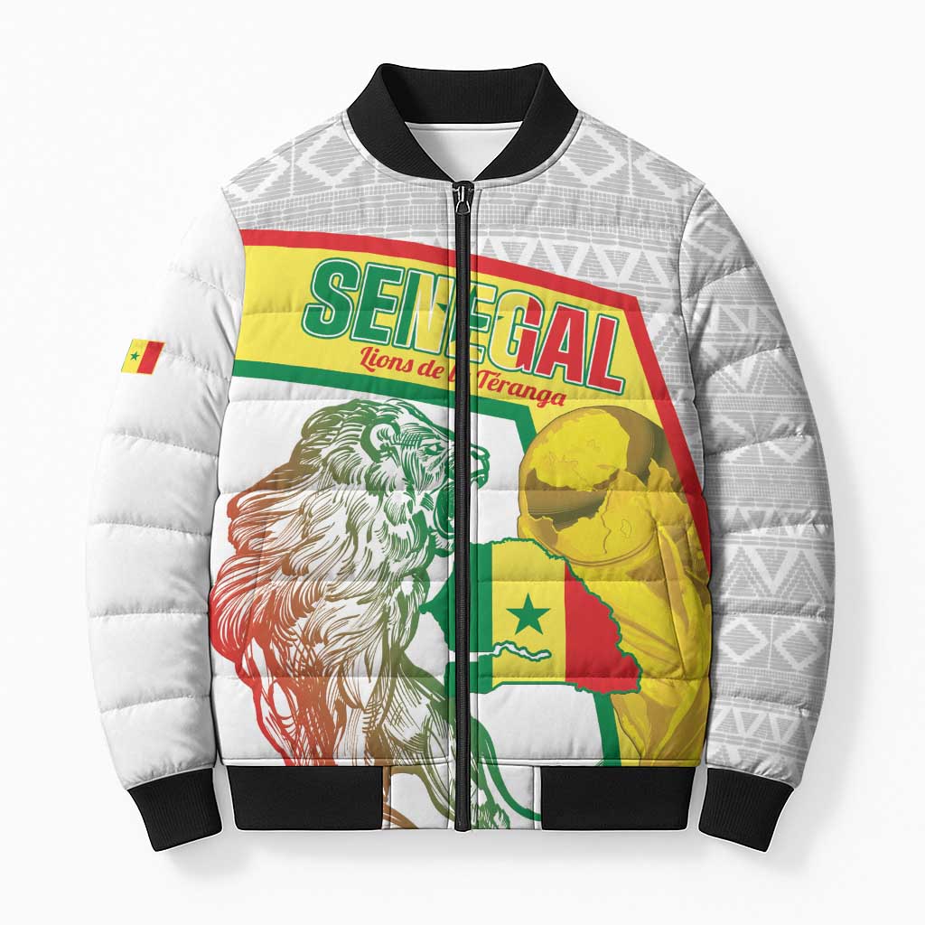 Personalized Senegal Football Bomber Puffer Jacket 2026 Come On Lions de la Teranga - Wonder Print Shop
