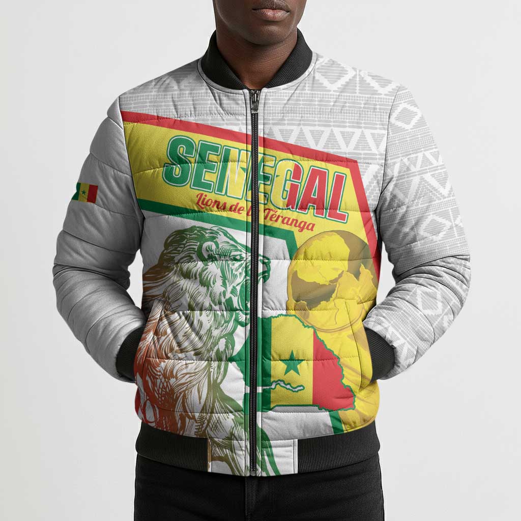 Personalized Senegal Football Bomber Puffer Jacket 2026 Come On Lions de la Teranga - Wonder Print Shop