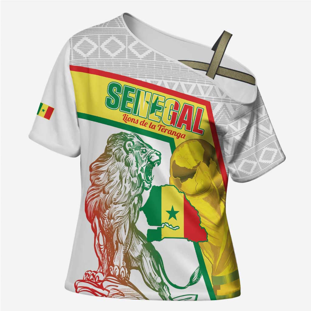 Personalized Senegal Football Cross Shoulder Shirt 2026 Come On Lions de la Teranga - Wonder Print Shop