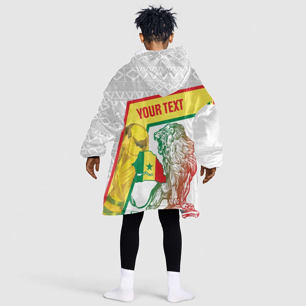Personalized Senegal Football Kid Wearable Blanket Hoodie 2026 Come On Lions de la Teranga - Wonder Print Shop