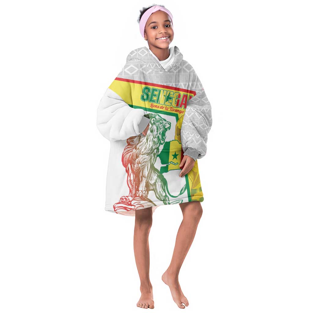 Personalized Senegal Football Kid Wearable Blanket Hoodie 2026 Come On Lions de la Teranga - Wonder Print Shop