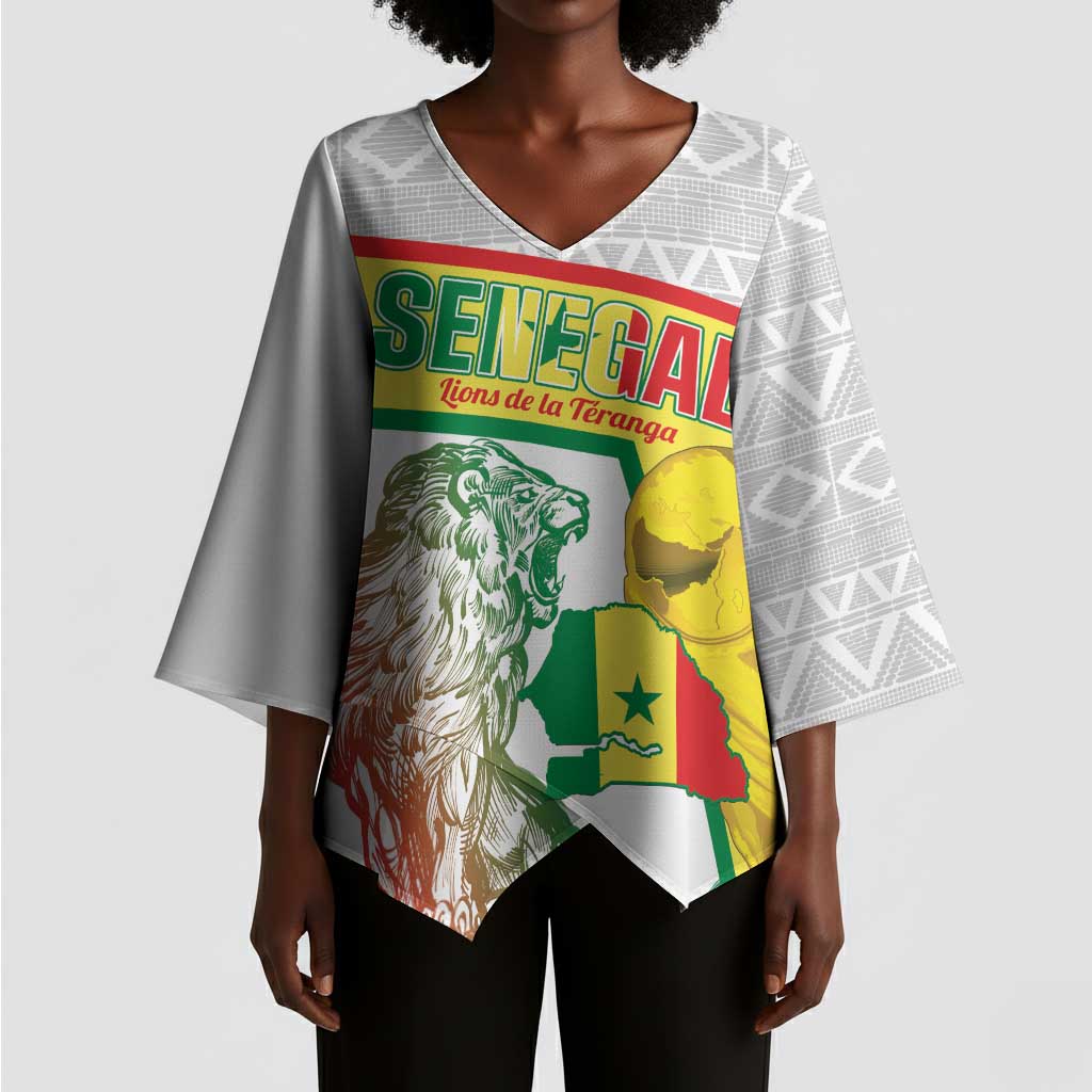 Personalized Senegal Football Kimono Sleeve Blouse 2026 Come On Lions de la Teranga - Wonder Print Shop