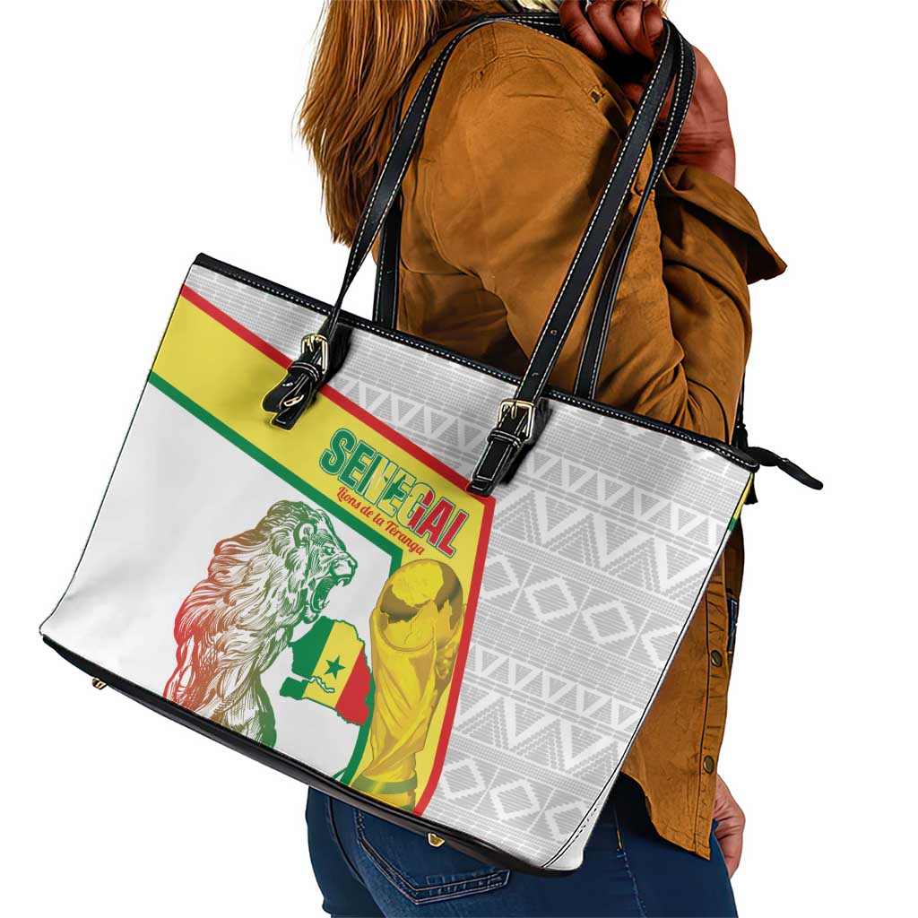 Senegal Football Leather Tote Bag 2026 Come On Lions de la Teranga - Wonder Print Shop