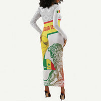 Personalized Senegal Football Long Sleeve Bodycon Dress 2026 Come On Lions de la Teranga - Wonder Print Shop