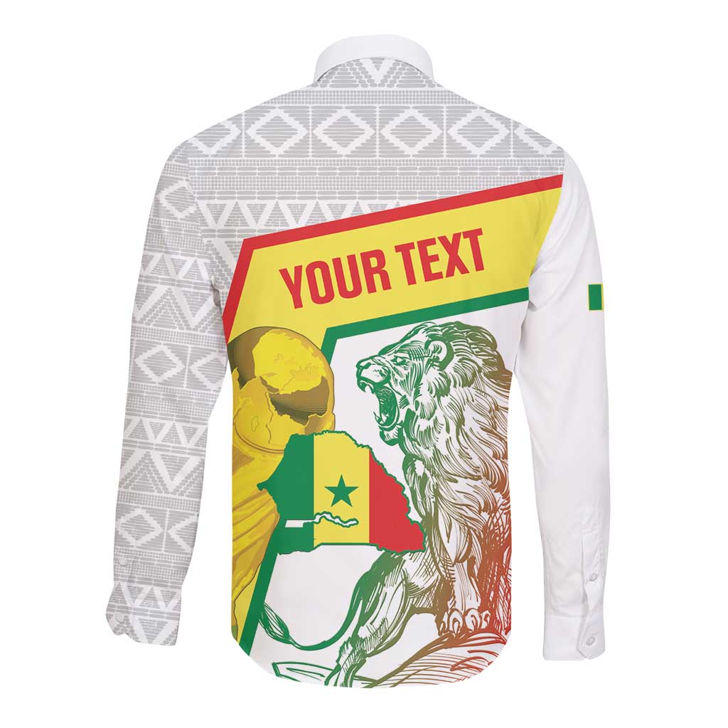 Personalized Senegal Football Long Sleeve Button Shirt 2026 Come On Lions de la Teranga - Wonder Print Shop