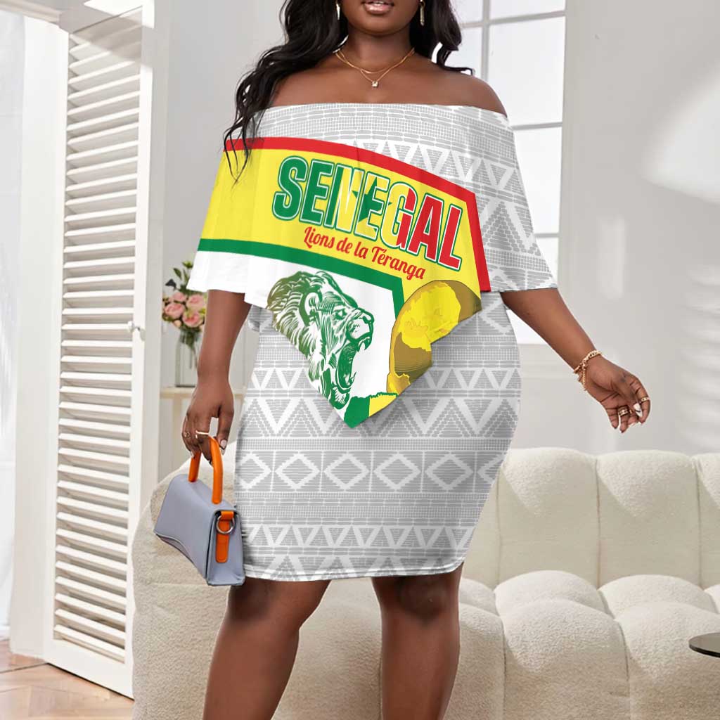 Personalized Senegal Football Off Shoulder Short Dress 2026 Come On Lions de la Teranga - Wonder Print Shop