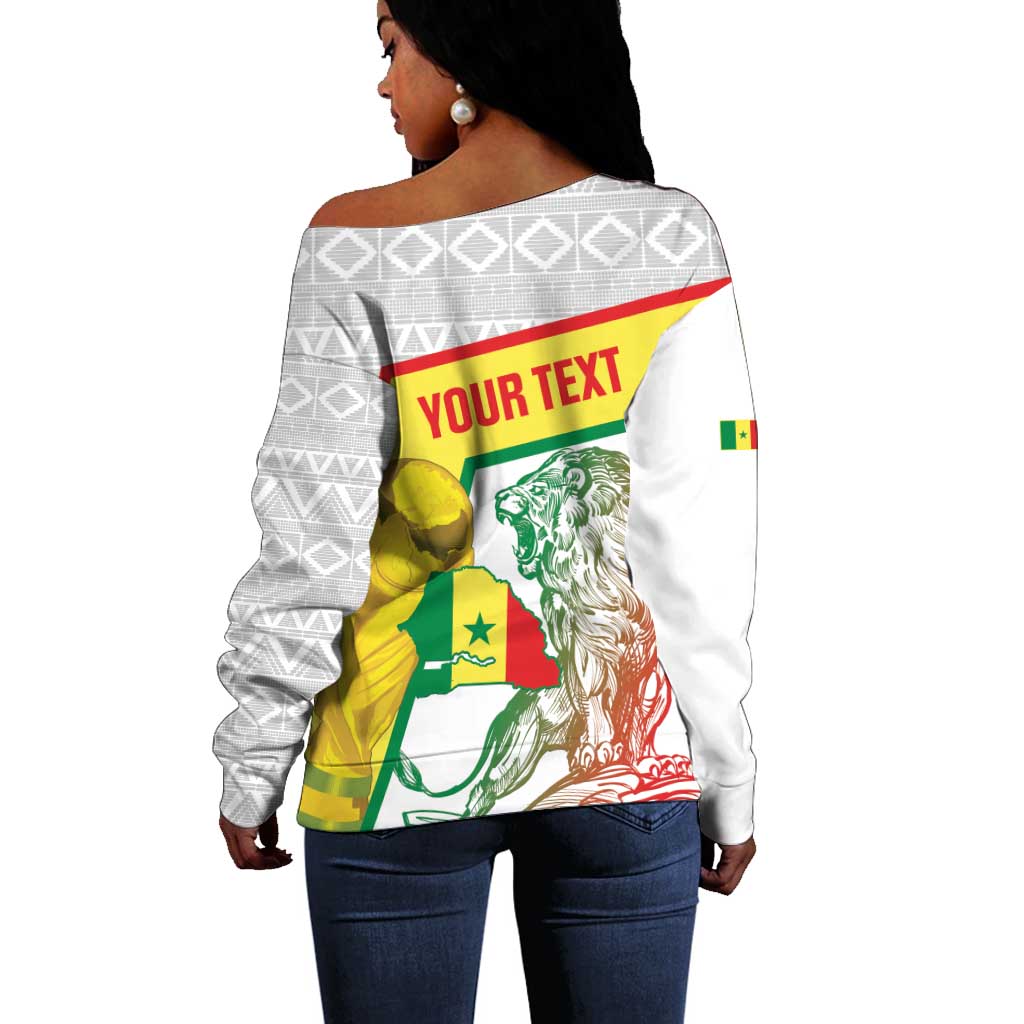 Personalized Senegal Football Off Shoulder Sweater 2026 Come On Lions de la Teranga - Wonder Print Shop