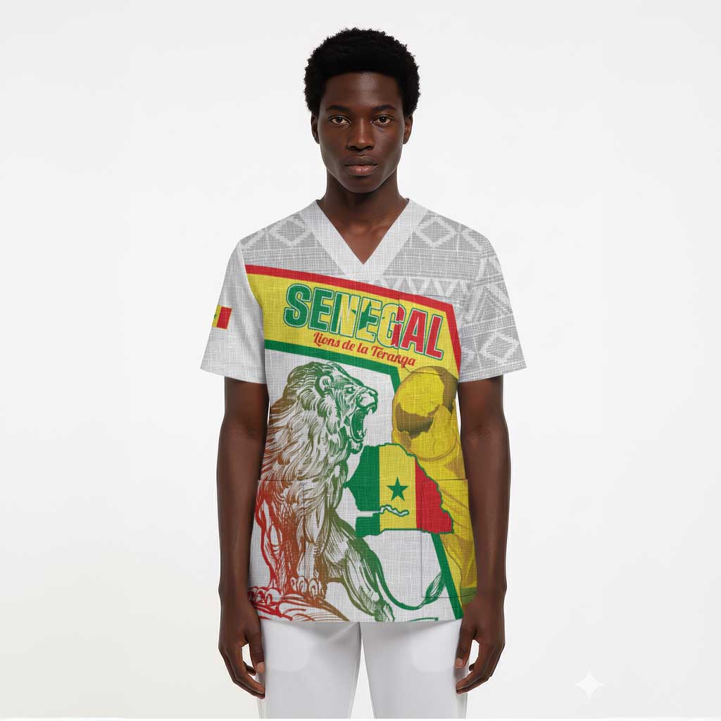 Personalized Senegal Football Scrub Top 2026 Come On Lions de la Teranga - Wonder Print Shop