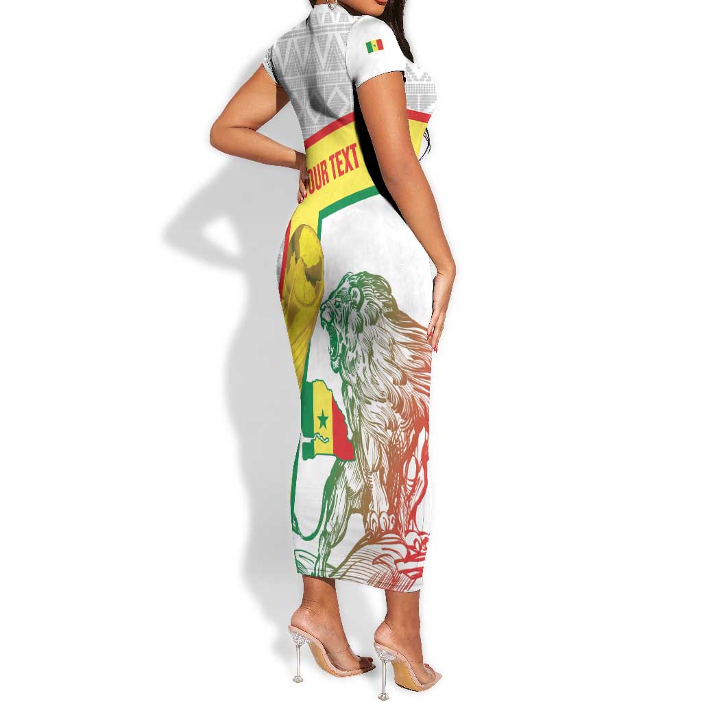 Personalized Senegal Football Short Sleeve Bodycon Dress 2026 Come On Lions de la Teranga LT14