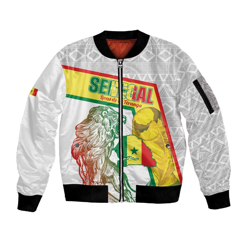 Personalized Senegal Football Sleeve Zip Bomber Jacket 2026 Come On Lions de la Teranga - Wonder Print Shop