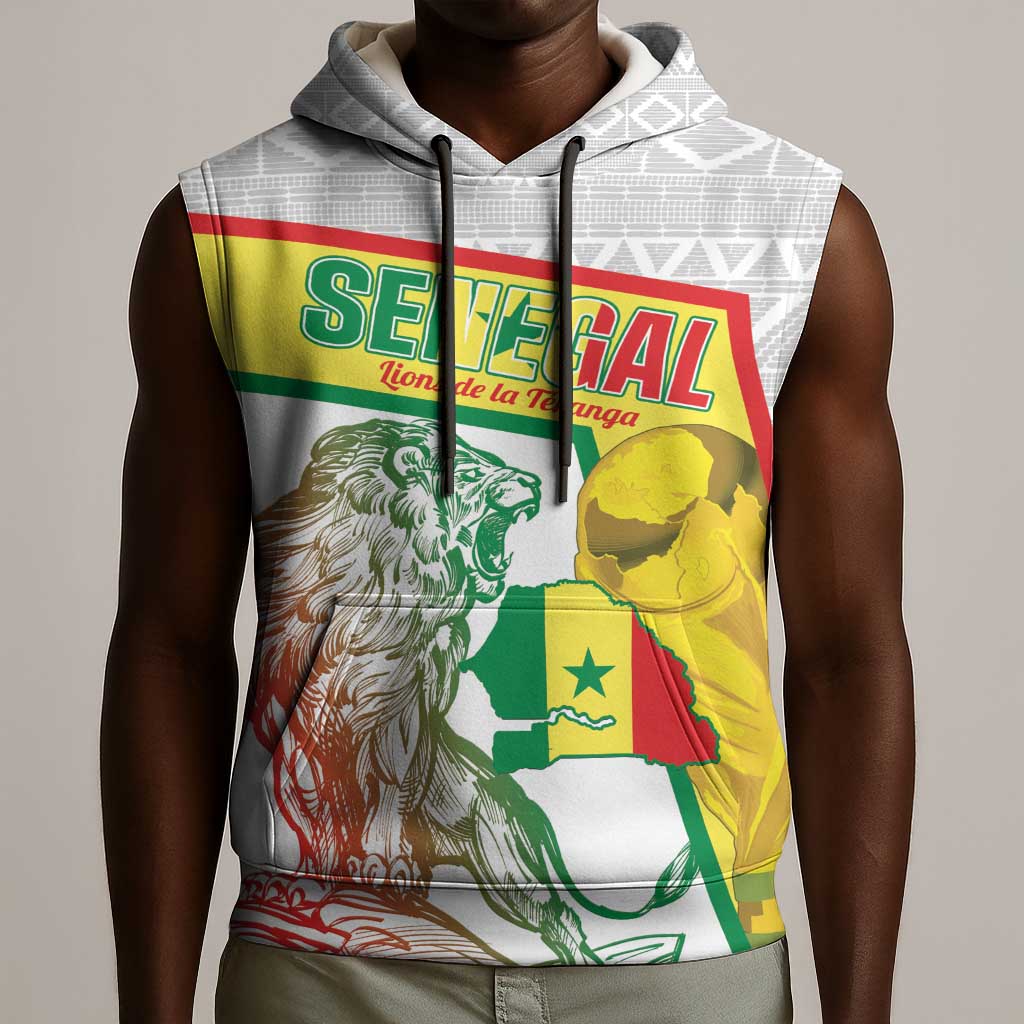 Personalized Senegal Football Sleeveless Hoodie 2026 Come On Lions de la Teranga - Wonder Print Shop