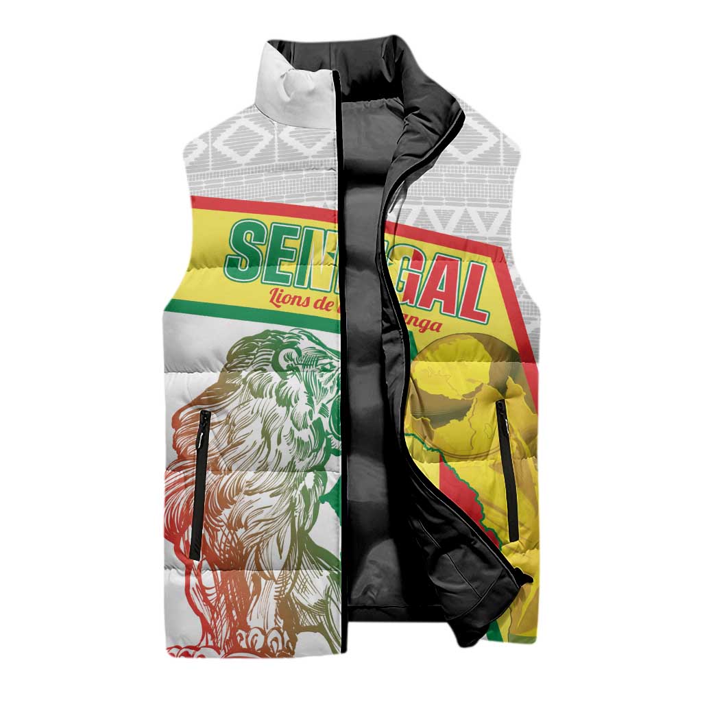Personalized Senegal Football Sleeveless Puffer Jacket 2026 Come On Lions de la Teranga - Wonder Print Shop