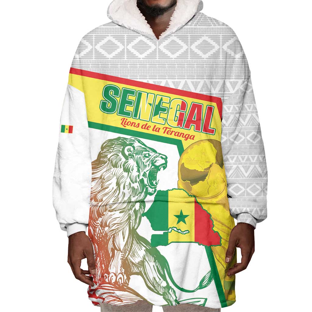 Personalized Senegal Football Wearable Blanket Hoodie 2026 Come On Lions de la Teranga - Wonder Print Shop