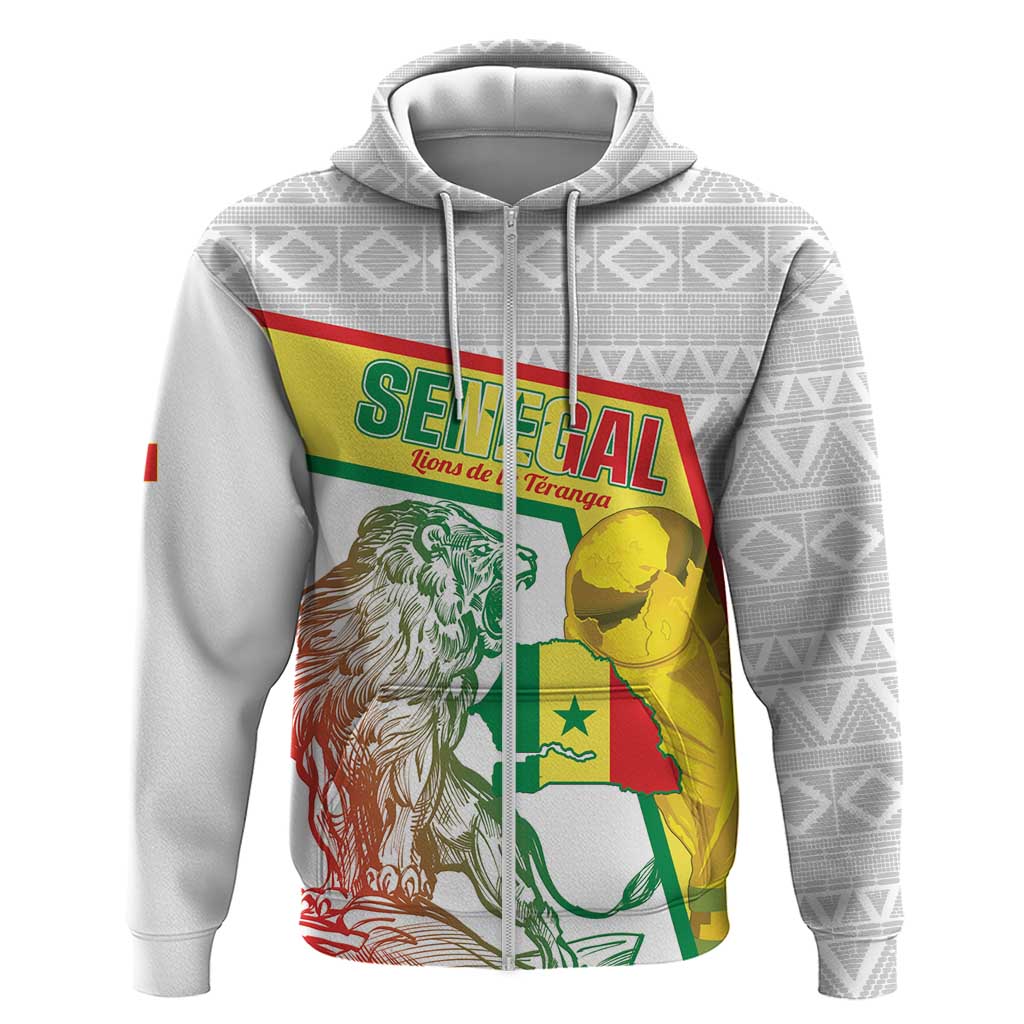 Personalized Senegal Football Zip Hoodie 2026 Come On Lions de la Teranga - Wonder Print Shop