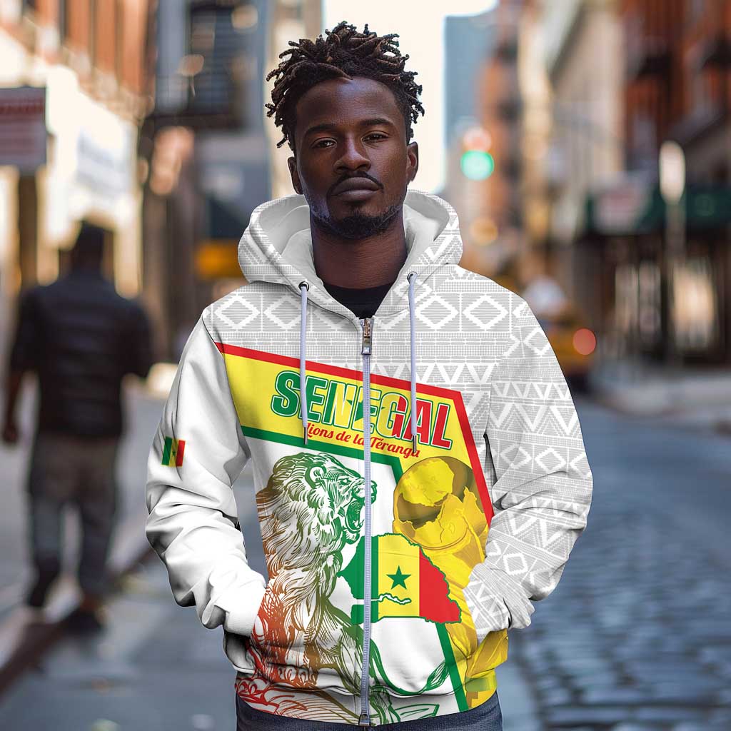 Personalized Senegal Football Zip Hoodie 2026 Come On Lions de la Teranga - Wonder Print Shop