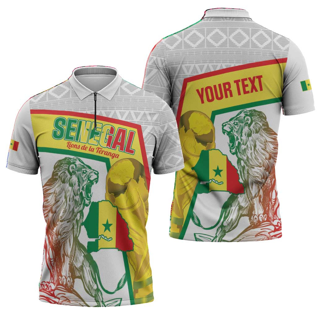 Personalized Senegal Football Zipper Polo Shirt 2026 Come On Lions de la Teranga - Wonder Print Shop