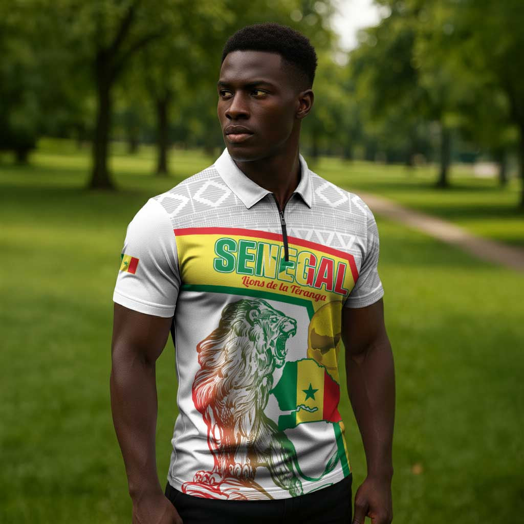 Personalized Senegal Football Zipper Polo Shirt 2026 Come On Lions de la Teranga - Wonder Print Shop