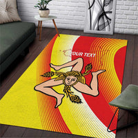 Personalized Sicilia La Trinacria Area Rug Sicilian Map Flag Color