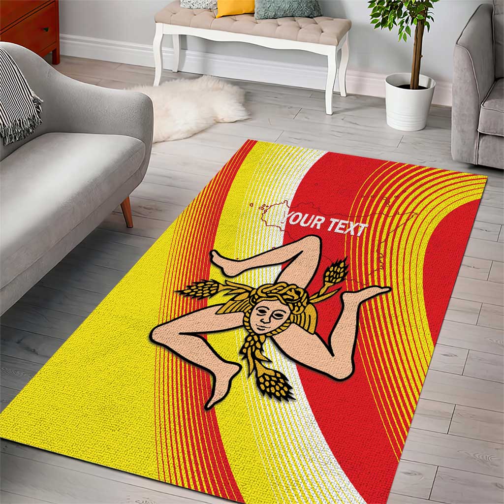 Personalized Sicilia La Trinacria Area Rug Sicilian Map Flag Color