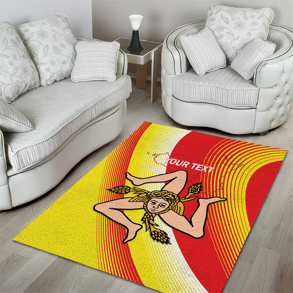 Personalized Sicilia La Trinacria Area Rug Sicilian Map Flag Color