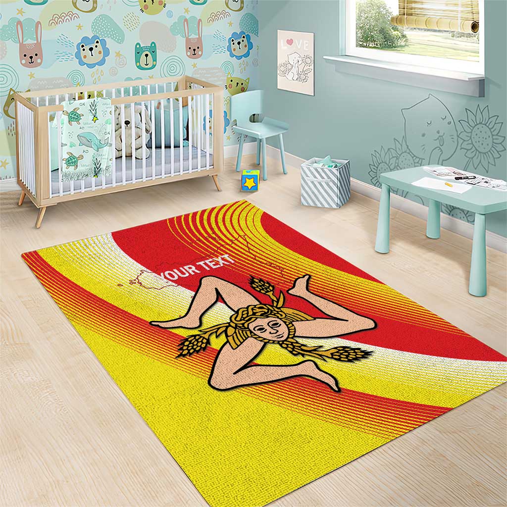 Personalized Sicilia La Trinacria Area Rug Sicilian Map Flag Color