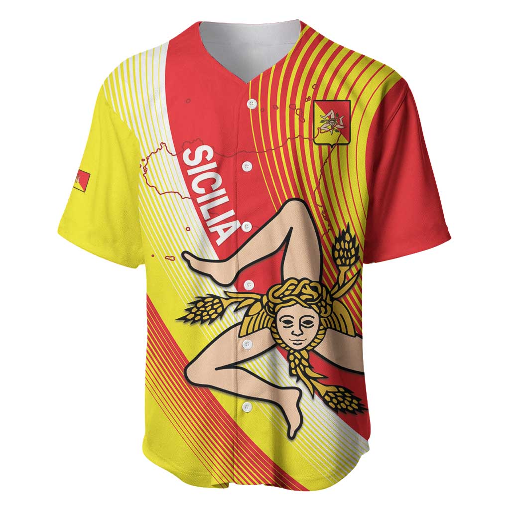 Personalized Sicilia La Trinacria Baseball Jersey Sicilian Map Flag Color