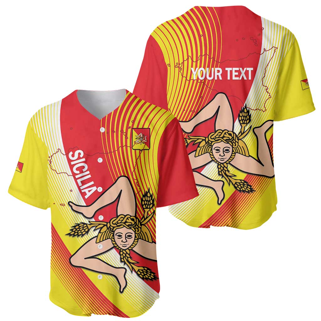 Personalized Sicilia La Trinacria Baseball Jersey Sicilian Map Flag Color