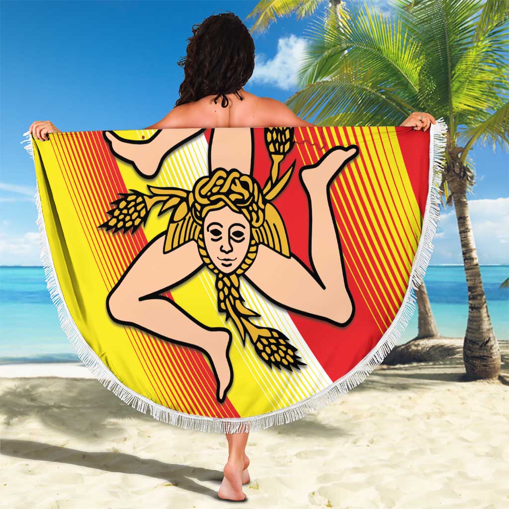 Personalized Sicilia La Trinacria Beach Blanket Sicilian Map Flag Color