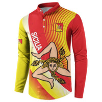 Personalized Sicilia La Trinacria Button Sweatshirt Sicilian Map Flag Color