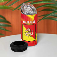 Personalized Sicilia La Trinacria 4 in 1 Can Cooler Tumbler Sicilian Map Flag Color
