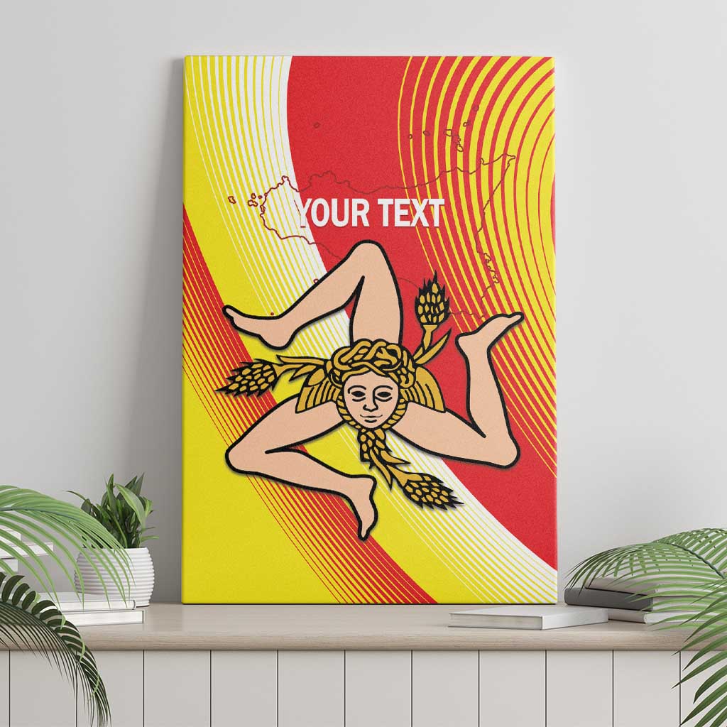 Personalized Sicilia La Trinacria Canvas Wall Art Sicilian Map Flag Color