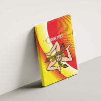 Personalized Sicilia La Trinacria Canvas Wall Art Sicilian Map Flag Color