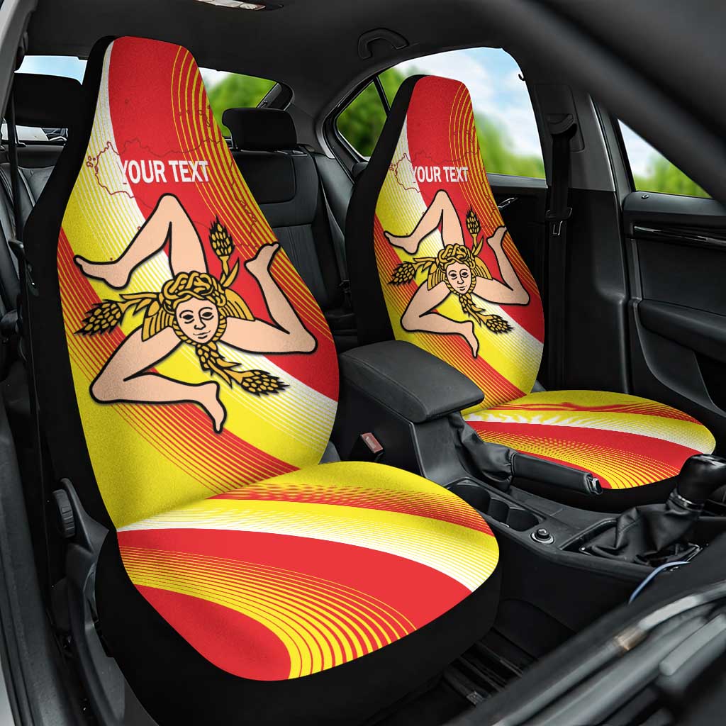 Personalized Sicilia La Trinacria Car Seat Cover Sicilian Map Flag Color
