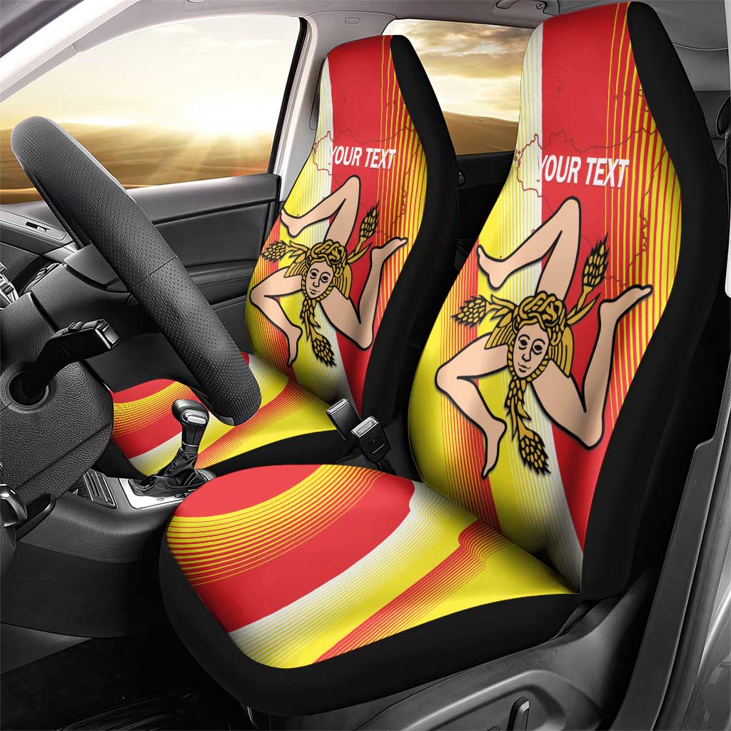 Personalized Sicilia La Trinacria Car Seat Cover Sicilian Map Flag Color