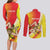 Personalized Sicilia La Trinacria Couples Matching Long Sleeve Bodycon Dress and Long Sleeve Button Shirt Sicilian Map Flag Color