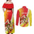 Personalized Sicilia La Trinacria Couples Matching Off Shoulder Maxi Dress and Long Sleeve Button Shirt Sicilian Map Flag Color