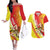 Personalized Sicilia La Trinacria Couples Matching Off The Shoulder Long Sleeve Dress and Hawaiian Shirt Sicilian Map Flag Color