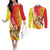Personalized Sicilia La Trinacria Couples Matching Off The Shoulder Long Sleeve Dress and Long Sleeve Button Shirt Sicilian Map Flag Color