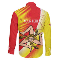 Personalized Sicilia La Trinacria Family Matching Long Sleeve Bodycon Dress and Hawaiian Shirt Sicilian Map Flag Color