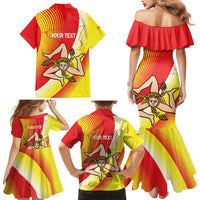 Personalized Sicilia La Trinacria Family Matching Mermaid Dress and Hawaiian Shirt Sicilian Map Flag Color
