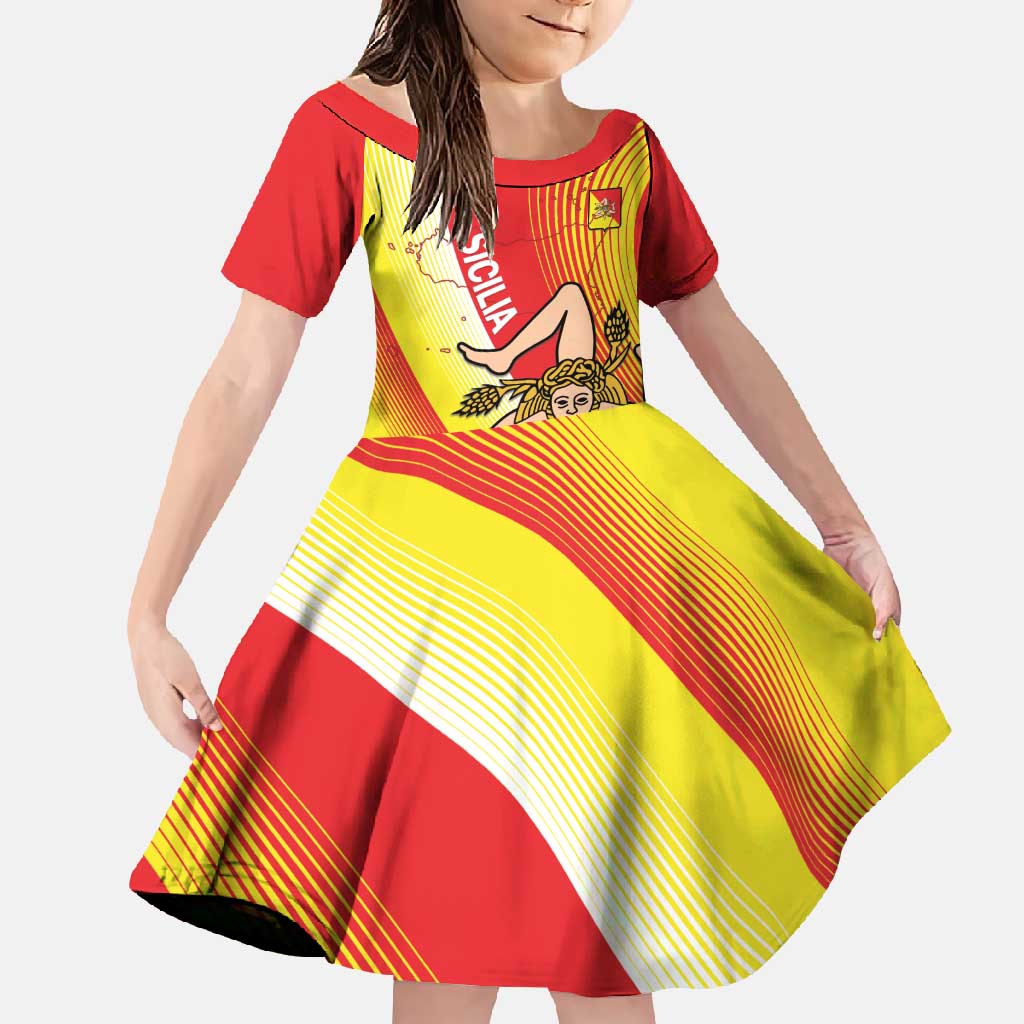 Personalized Sicilia La Trinacria Family Matching Off Shoulder Maxi Dress and Hawaiian Shirt Sicilian Map Flag Color