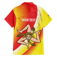 Personalized Sicilia La Trinacria Family Matching Off Shoulder Maxi Dress and Hawaiian Shirt Sicilian Map Flag Color